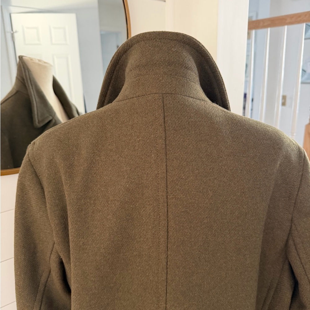 Ted Baker Men's Olive Wool Double-Breasted Military Style Peacoat - Large - Picture 8 of 12